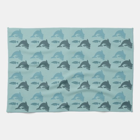 Dolfijnen en vissen theedoek (Horizontaal)