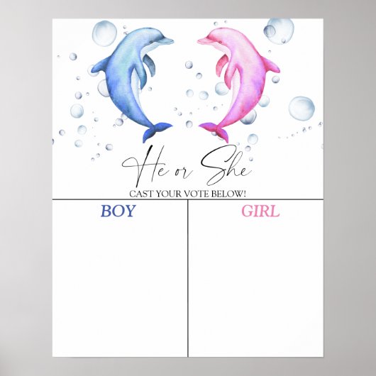 Dolfijnen Geslacht onthullen Hij of Zij grafiek Poster (Voorkant)