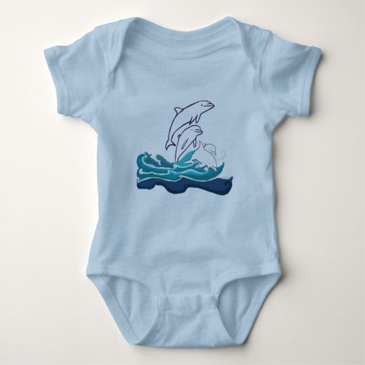Dolfijnen in de golven Baby Jersey Bodysuit, wit Romper (Voorkant)