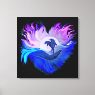 Dolfijnen in de maan canvas afdruk