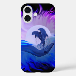 Dolfijnen in de maan iPhone 16 hoesje