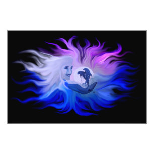 Dolfijnen in de Moonligh Foto Afdruk