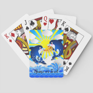 Dolfijnen in de zon Personaliseer Voeg uw naam tek Pokerkaarten