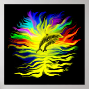 Dolfijnen in de zon poster