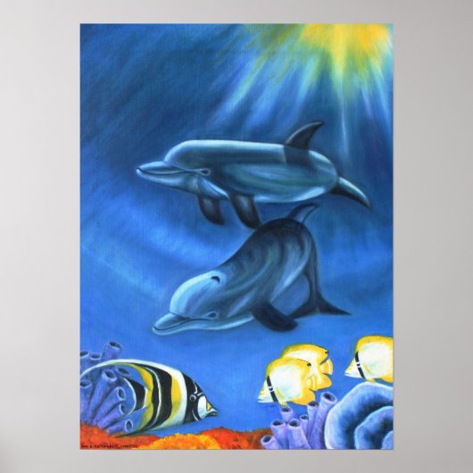 Dolfijnen in het Poster Ocean II (Voorkant)