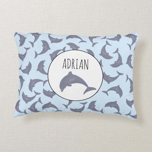 Dolfijnen in het Zee Patroon Accent Kussen (Achterkant)