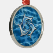 Dolfijnen in water metalen ornament (Rechts)