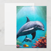 Dolfijnen in Waterverf Feestdagenkaart (Voorkant / Achterkant)