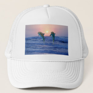 Dolfijnen in zonsopgang trucker pet