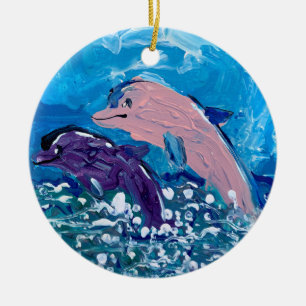Dolfijnen "Kunst van kinderen" Keramisch Ornament
