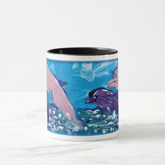 Dolfijnen "Kunst van kinderen" Mok (Midden)