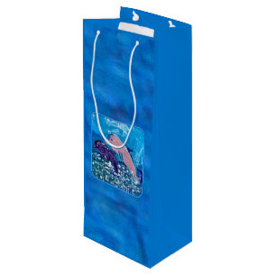 Dolfijnen "Kunst van kinderen" Wijn Cadeautas