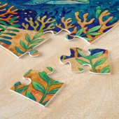 Dolfijnen & kwal - Onderwater kustmariene Legpuzzel (Zijkant)
