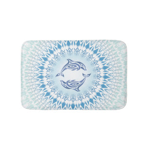Dolfijnen Mandala Blauw Wit Maritiem Badmat
