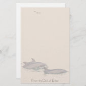 Dolfijnen met flessenoplossing en speciaal geperso briefpapier (Voorkant / Achterkant)