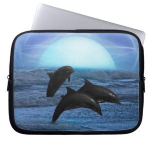 Dolfijnen met maanlicht laptop sleeve
