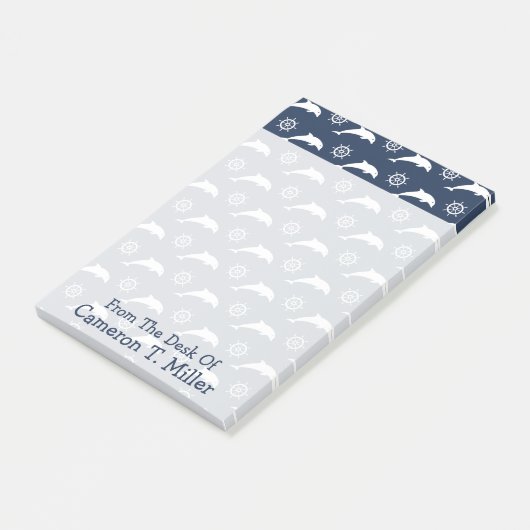 Dolfijnen op het paradepatroon | Jouw namen toevoe Post-it® Notes (Schuin)