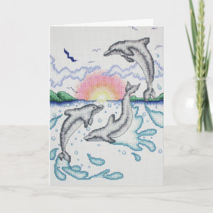 Dolfijnen spelen bij zonsopgang Ocean Beach Notiti Kaart