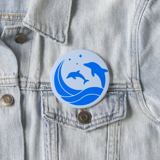 Dolfijnen springen golven ronde button 7,6 cm (In situ)