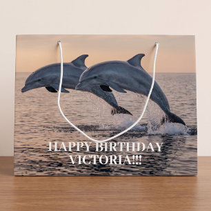 Dolfijnen Springen Oceaan Meisje Verjaardag Groot Cadeauzakje