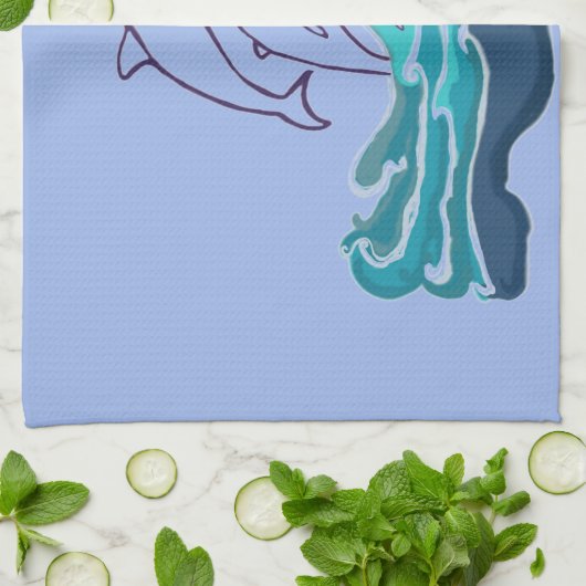Dolfijnen springgolven Theedoek 40,6 cm x 61 cm (Gevouwen)