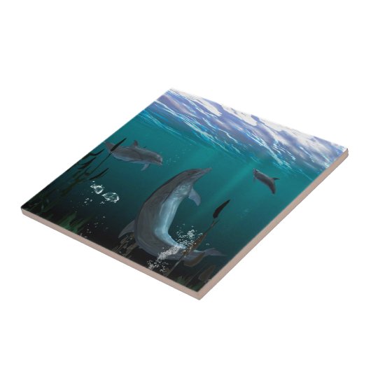 dolfijnen tegeltje (Zijkant)