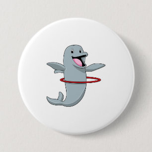 Dolfijnen tijdens een endurenopleiding met fitness ronde button 7,6 cm