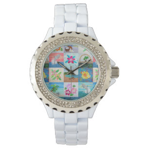 Dolfijnen Tropische Bloemen Strand Hawaii Horloge