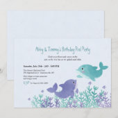 Dolfijnen Twins Verjaardagsfeest Kaart (Voorkant / Achterkant)