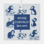 Dolfijnen, walvissen en pinguïns glas ornament (Voorkant)