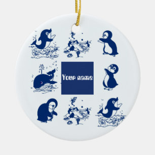 Dolfijnen, walvissen en pinguïns keramisch ornament