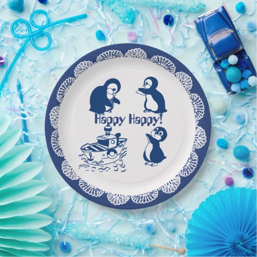 Dolfijnen, walvissen en pinguïns papieren bordje (Feest)