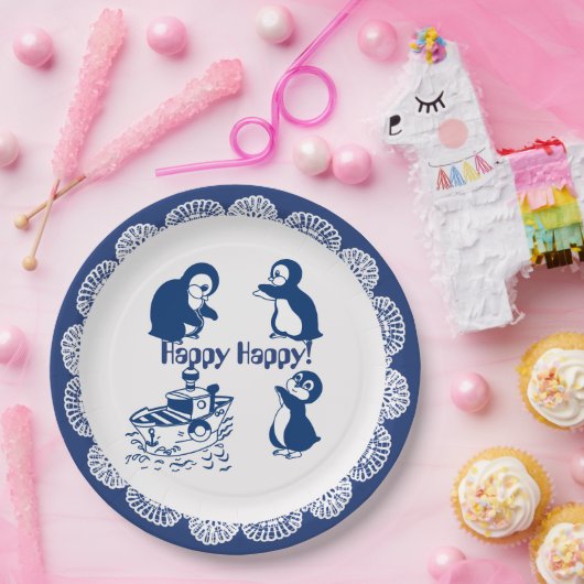 Dolfijnen, walvissen en pinguïns papieren bordje (Feest)