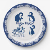 Dolfijnen, walvissen en pinguïns papieren bordje (Voorkant)