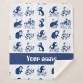 Dolfijnen, walvissen en pinguïns sherpa deken (Voorkant)