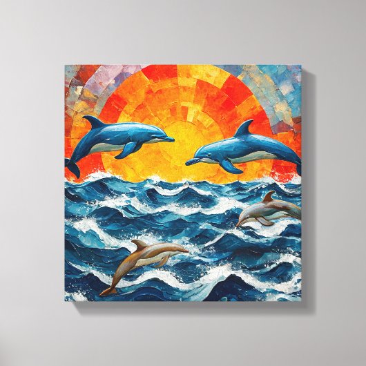 Dolfijnen Zeegezicht Canvas Afdruk (Voorkant)