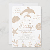 Dolfijnen & Zeeschelp Zee Je Binnenkort Tan Baby s Kaart (Voorkant)