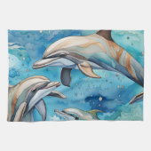 Dolfijnen zwemmen in het zee theedoek (Horizontaal)