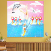 Dolfijnenbilletjes en sky Retro Collage Canvas Afdruk (Insitu (Woonkamer))