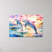 Dolfijnendromen waterverf XL kunst Canvas Afdruk (Voorkant)