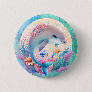 Dolfijnenfeestbord Ronde Button 5,7 Cm