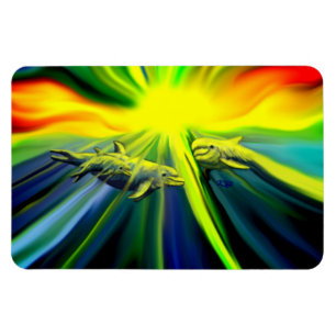 Dolfijnfamilie in de zon magneet