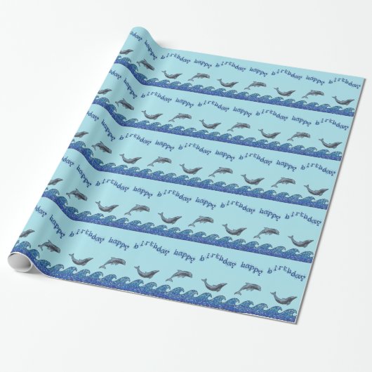 dolfijnmozaïek cadeaupapier (Uitgerold)