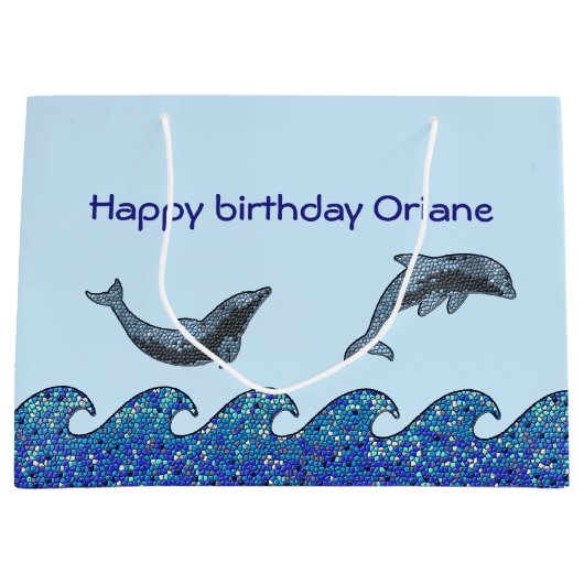 dolfijnmozaïek groot cadeauzakje (Voorkant)