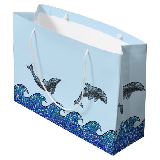 dolfijnmozaïek groot cadeauzakje (Achterkant Gekanteld)