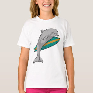 Dolfine als Surfer met Surfboard T-shirt