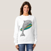 Dolfine als Surfer met Surfboard Trui (Voorkant volledig)