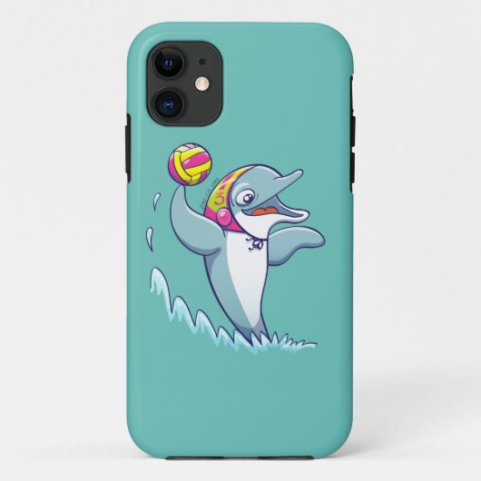 Dolfine gooit de bal terwijl hij waterpolo speelt Case-Mate iPhone case (Achterkant)