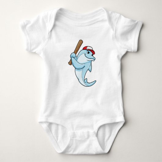 Dolfine in Baseball als Batsman Romper (Voorkant)