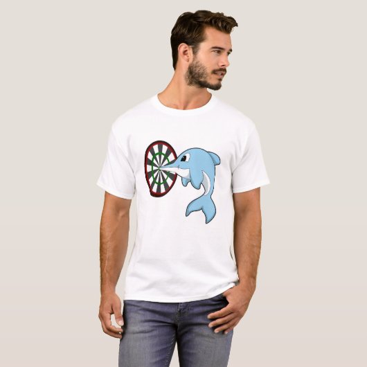 Dolfine in Darts met Dartboard T-shirt (Voorkant volledig)